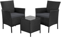 Thumbnail for NEW 2022 SUMMER 3 Piece Rattan Garden Furniture Sets 2 X Rattan Chairs and Coffee Table with Hard Wearing Cushions