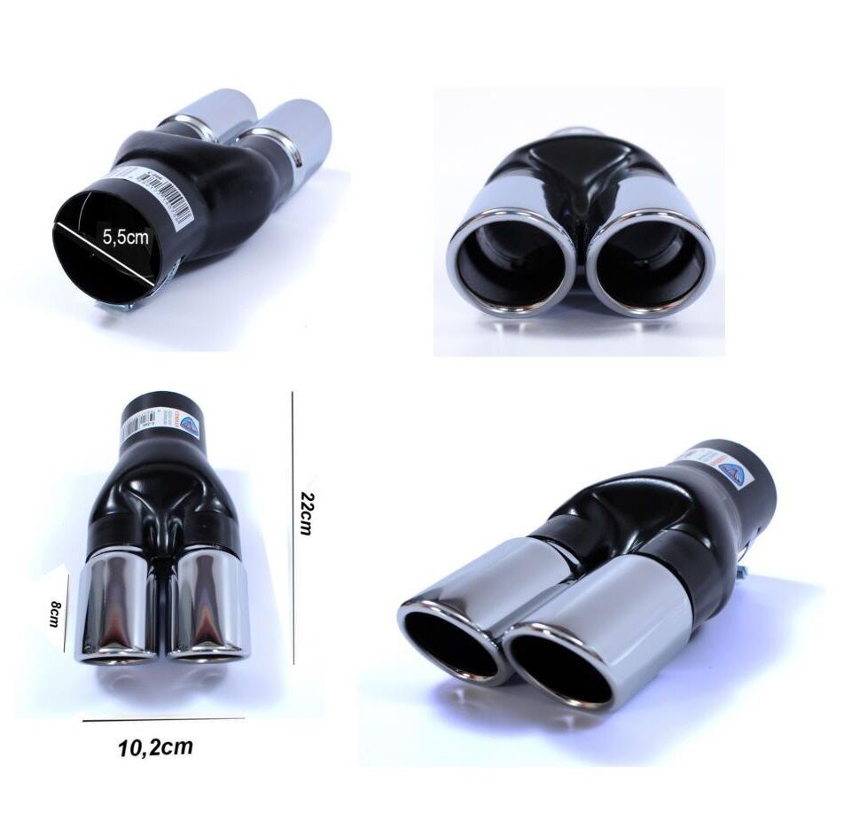 UNIVERSAL DOUBLE  CHROME EXHAUST PIPE TIP TAIL MUFFLER 38-57MM