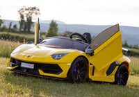 Thumbnail for Licensed Yellow Lamborghini Ride-On – Electric Car with Scissor Doors, Leather Seats & Parental Control | Police Engine truck,TRUCKS & PLANTS