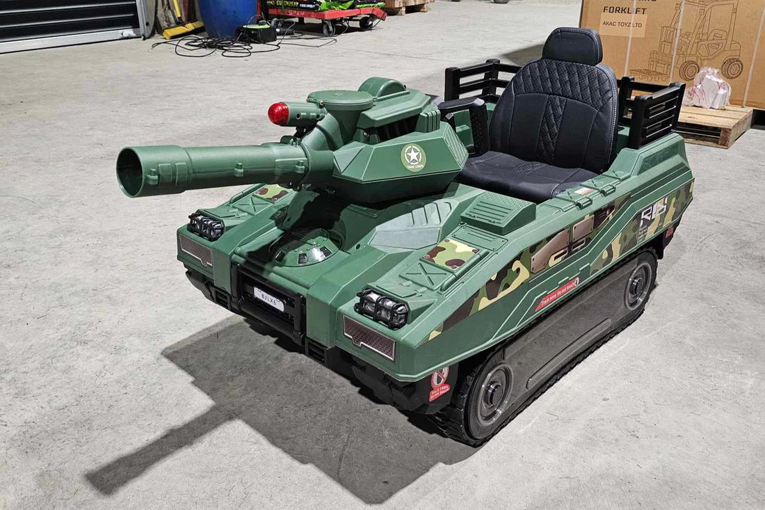 24V Kids Electric Army Tank Ride-on with Ball Shooter & Remote Control