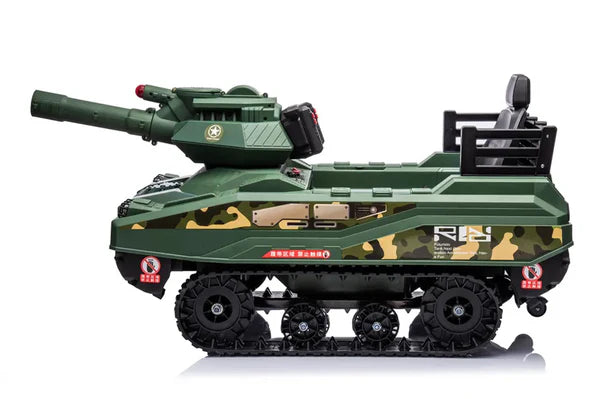 24V Kids Electric Army Tank Ride-on with Ball Shooter & Remote Control