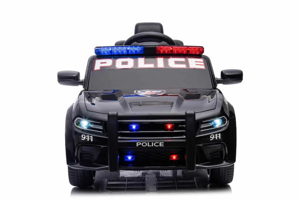 Kids’ 12V Black / White Electric Dodge Police Car – With Microphone, Parental Control & Safety Features