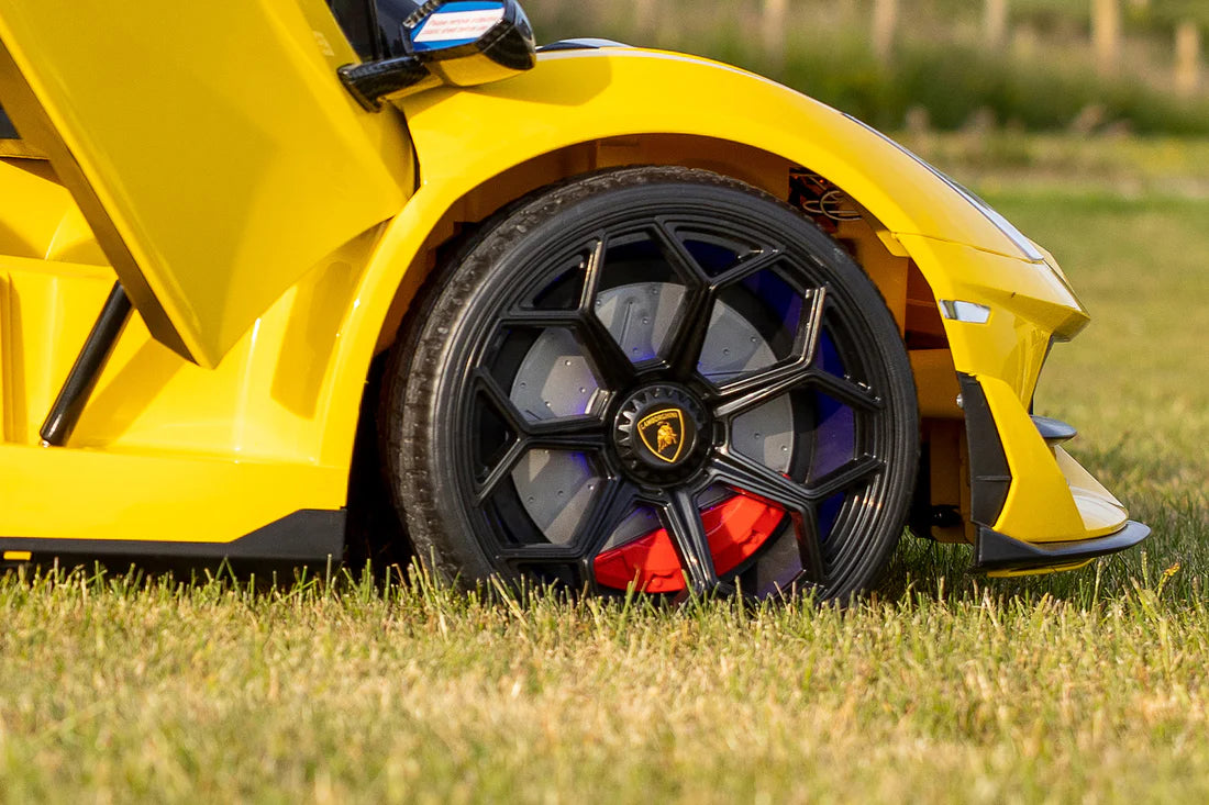 Licensed Yellow Lamborghini Ride-On – Electric Car with Scissor Doors, Leather Seats & Parental Control | Police Engine truck,TRUCKS & PLANTS