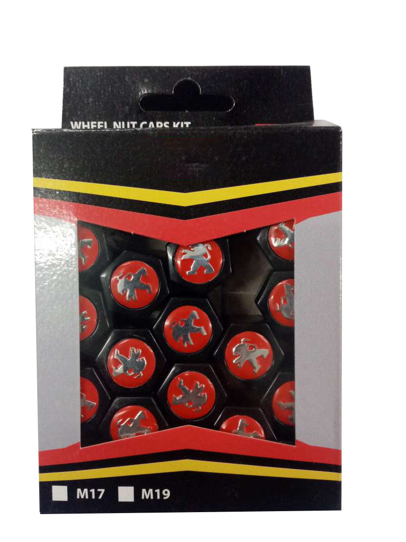 PEUGEOT Branded Universal Wheel Nut Caps Covers 17mm