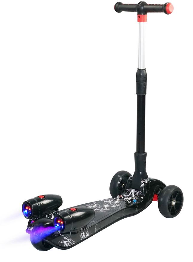 Rocket Effect Light-up Kick Scooter with Flashing Wheels Music Colour LED Water Mist Spray for Kids Toddler (3-8 years old) SG06