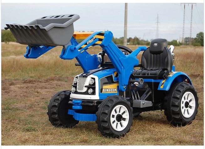 KINGDOM- 12v Electric Tractor with Loader - Blue