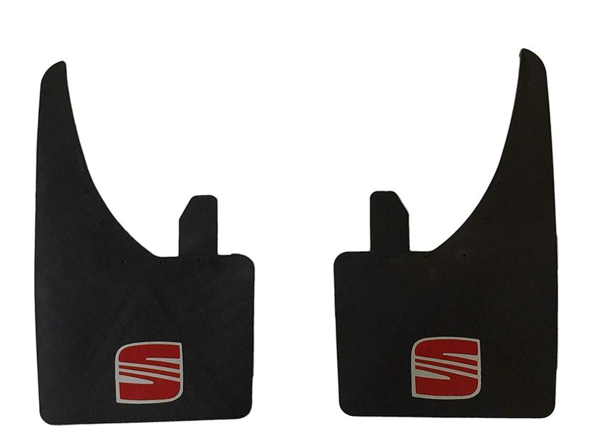 Seat Universal Mudflaps Splash Guards in Black With Red Seat Logo Fits all models including Ibiza etc - LK Auto Factors