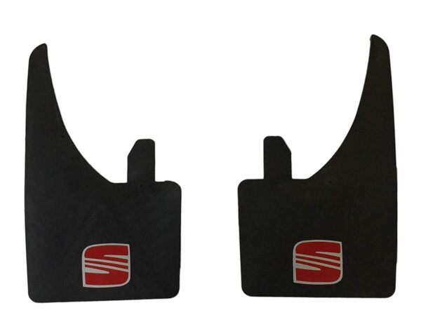 FULL SET OF 4 (FRONT & REAR) Seat Universal Mudflaps Splash Guards in Black With Red Seat Logo Fits all models including Ibiza etc