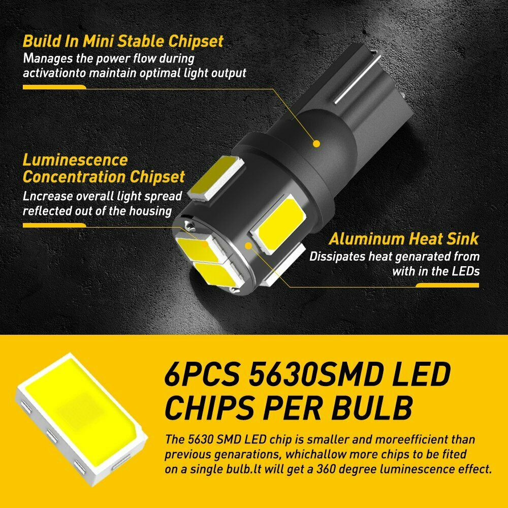 New High Performance 6000K White T10 LED Bulbs  for Side Light and internal car usage