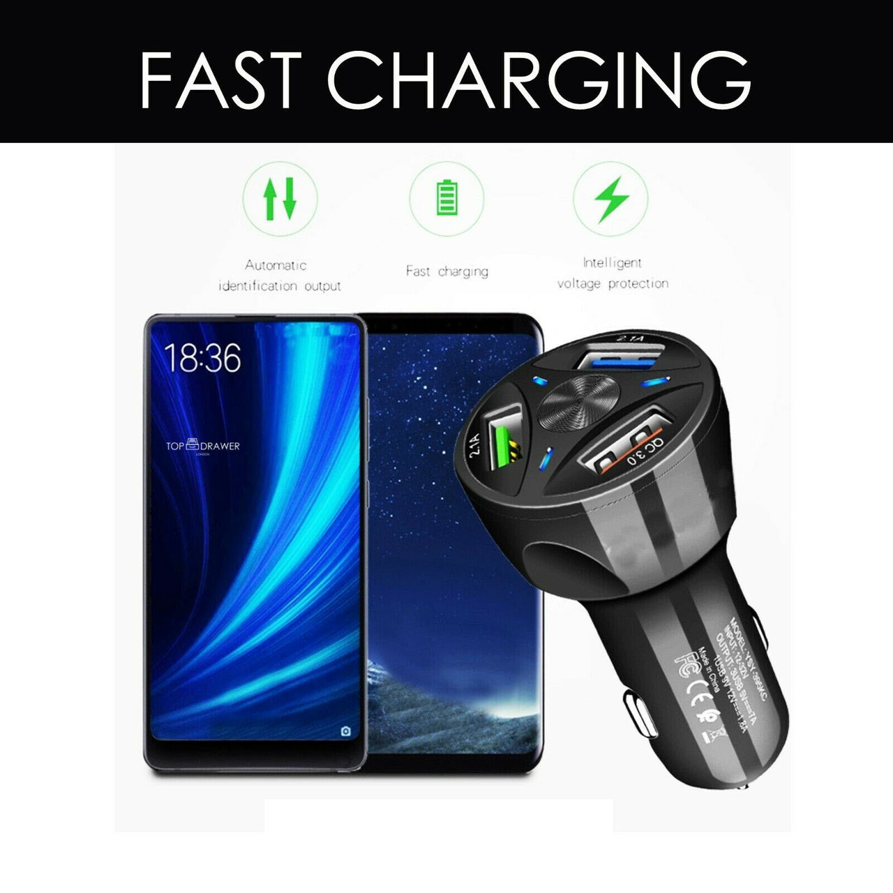 FAST CAR CHARGER 3 USB Port