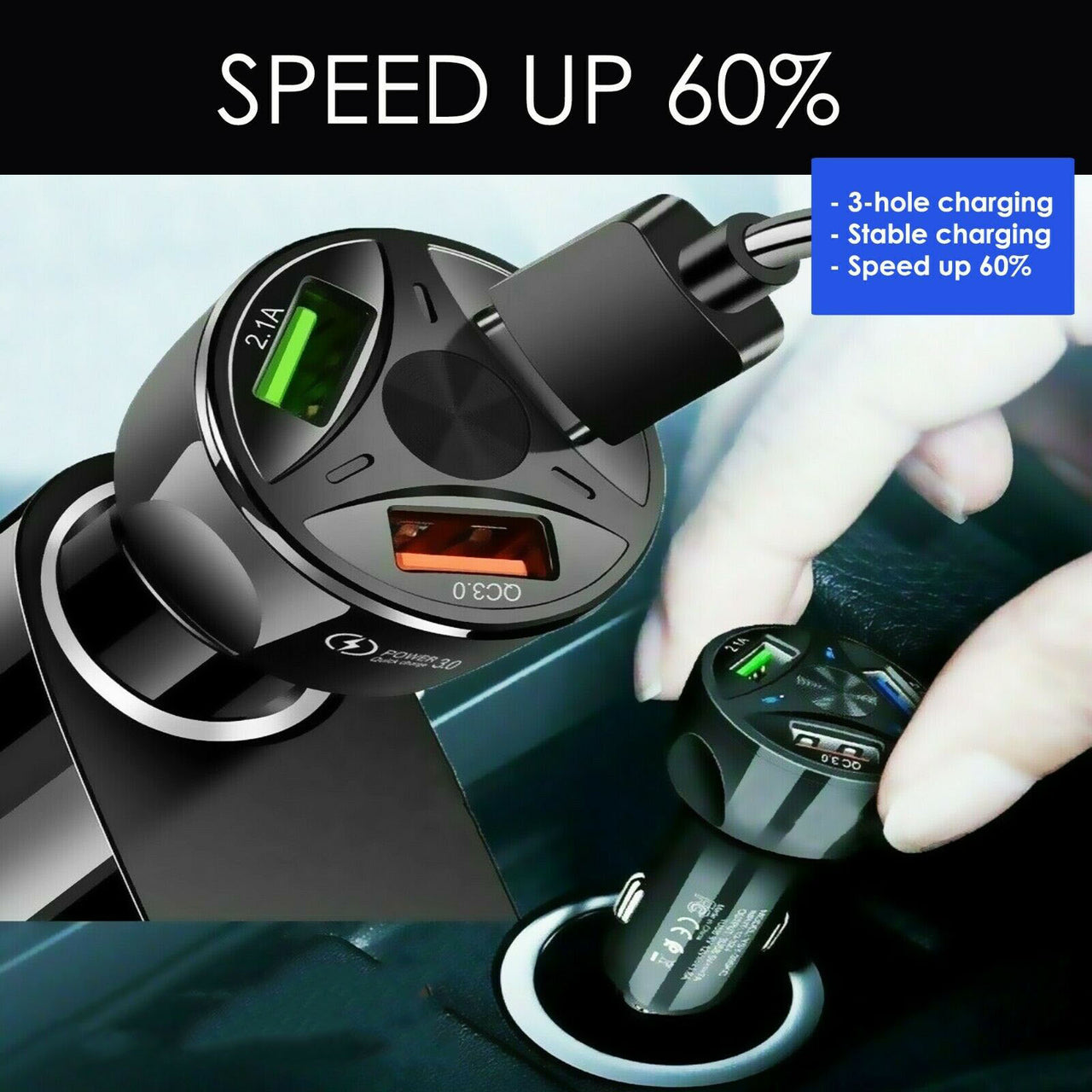 FAST CAR CHARGER 3 USB Port