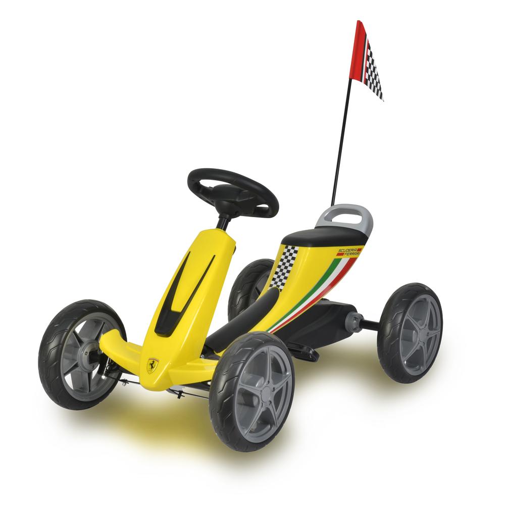 Ferrari Licensed Kids Go Kart with Foot Pedal EVA Wheels Brake Lever Clutch Gear C8931 (YELLOW) - LK Auto Factors