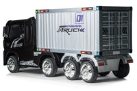 Thumbnail for Black R/C Four Motor Artic Truck & Trailer - 12V Kids' Electric Ride On