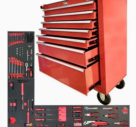 BRAND NEW TROLLEY HEAVY DUTY TOOL ROLLER CABINET,  TOOL BOX WITH 4 DRAWERS FULL OF TOOLS