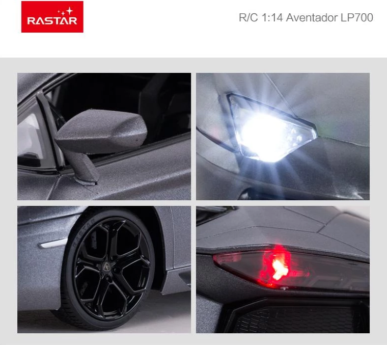 Rastar RC 1:14 Lamborghini Aventador LP700-4 Kids Remote Control Toy Car - Grey - LK Auto Factors