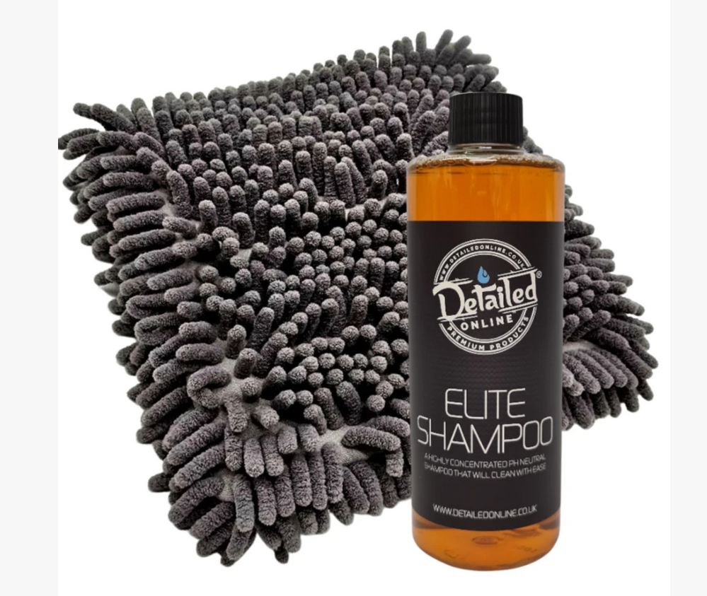 Chenille wash pad and Elite shampoo kit