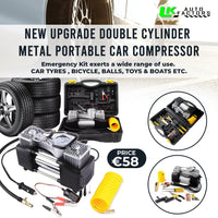 Thumbnail for 12 V NEW DOUBLE CYLINDER PORTABLE AIR COMPRESSOR WITH EMERGENCY KIT