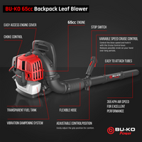 Thumbnail for Light Weight BU-KO 52CC Petrol Backpack Leaf Blower – Powerful 2 Stroke Air Cooled Engine