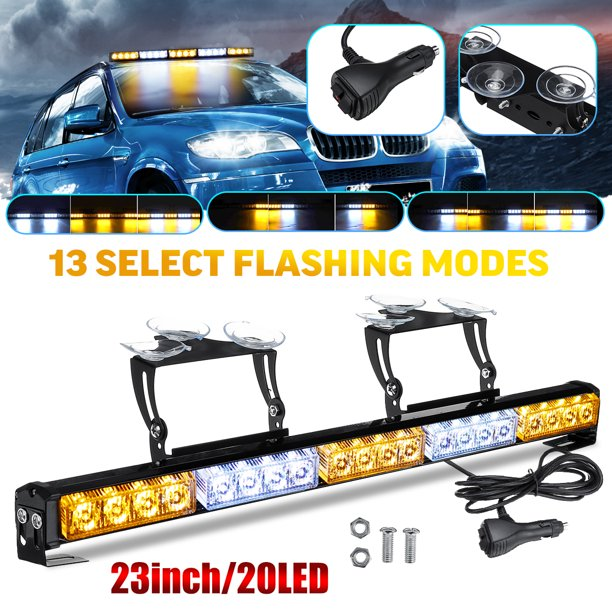 80W Strobe Light Bar Amber White Emergency Beacon Warn Tow Truck