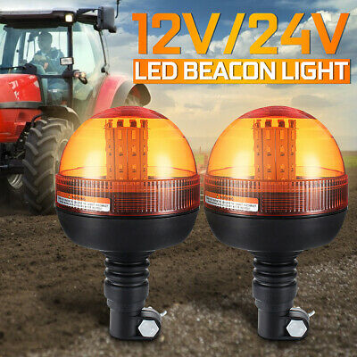1 X LK Performance LED Rotating Flashing Amber Beacon Flexible DIN Pole Tractor Warning Lights 12-24v