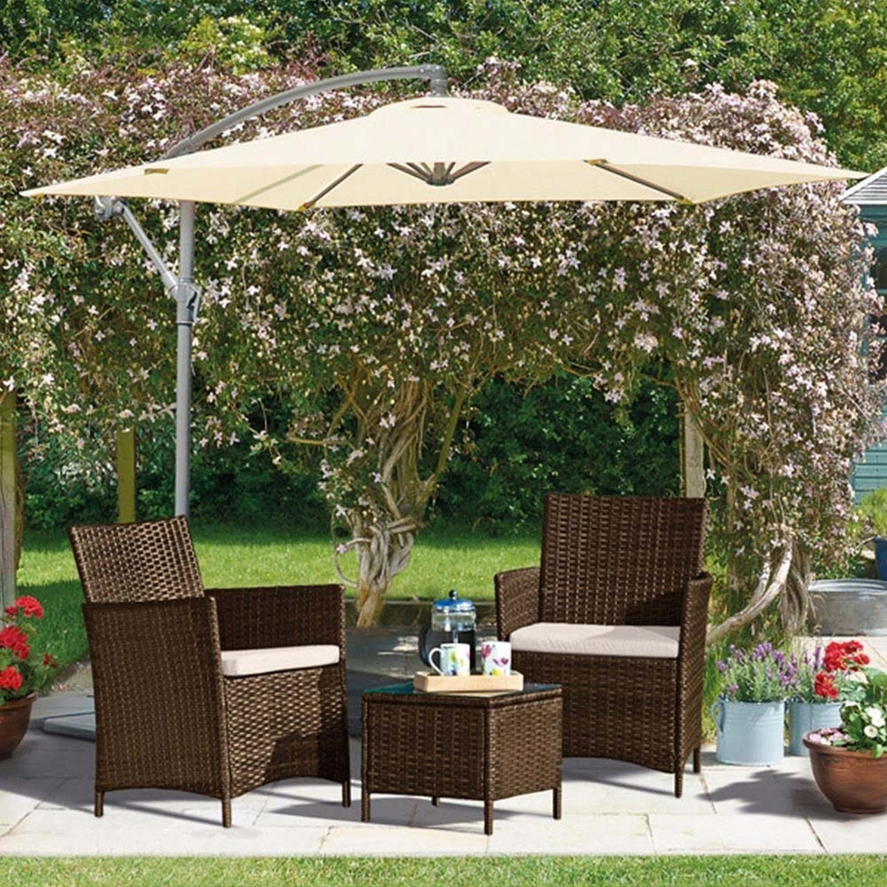 NEW 2022 SUMMER 3 Piece Rattan Garden Furniture Sets 2 X Rattan Chairs and Coffee Table with Hard Wearing Cushions