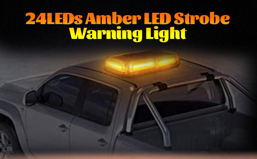 MAGNETIC ROOF FLASHING BEACON BRIGHT AMBER RECOVERY STROBE LED LIGHTS