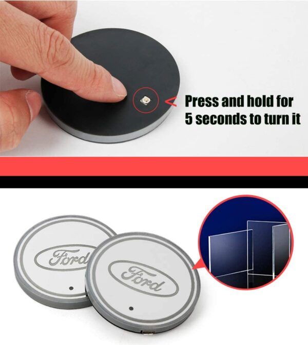 2pcs LED Car Cup Holder Coaster for Ford | Cool Stuff For Cars,Exhaust Tips