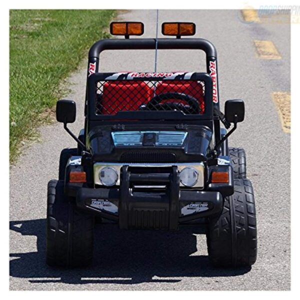 KIDS 12V RAPTOR ELECTRIC RIDE ON CAR 4X4 JEEP 2-SEATER REMOTE CONTROL  BLACK - LK Auto Factors