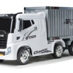 White R/C Four Motor Artic Truck & Trailer - 12V Kids' Electric Ride On