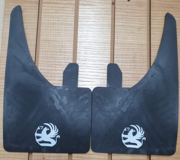 Universal Mudflaps For Vauxhall Opel GM models of Cars Vans Set Of 4 White Logo Front or Rear 1