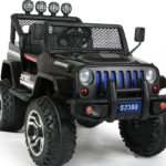 S2388 4x4 Kids Electric Ride On Car with Remote Control LED Lights and Music (Black) | 4X4,Car with Remote Control