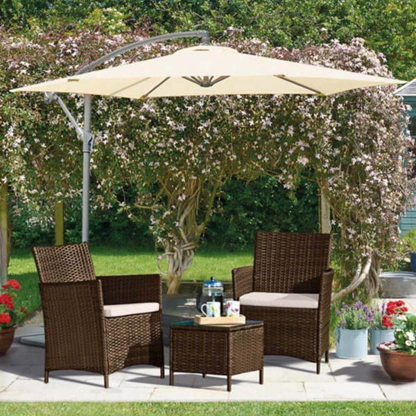 NEW 2022 SUMMER 3 Piece Rattan Garden Furniture Sets 2 X Rattan Chairs and Coffee Table with Hard Wearing Cushions | Rattan Chairs and Coffee Table