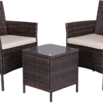 NEW 2022 SUMMER 3 Piece Rattan Garden Furniture Sets 2 X Rattan Chairs and Coffee Table with Hard Wearing Cushions | Rattan Chairs and Coffee Table