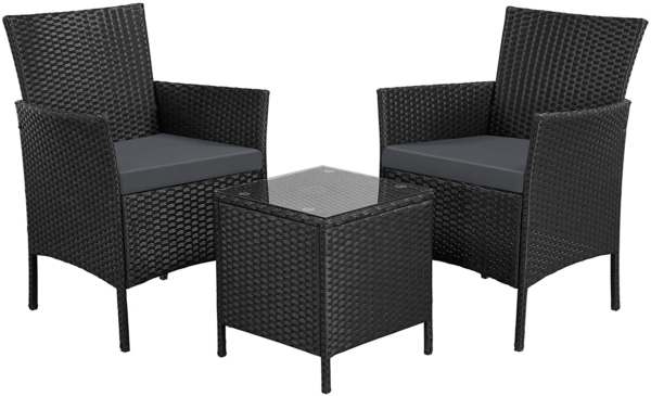 NEW 2022 SUMMER 3 Piece Rattan Garden Furniture Sets 2 X Rattan Chairs and Coffee Table with Hard Wearing Cushions | Rattan Chairs and Coffee Table