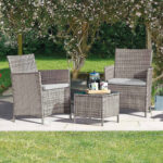 Siena 3 Piece Rattan Bistro Set (Grey)