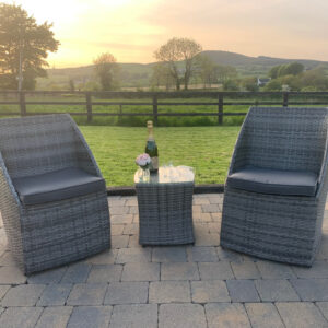 Puglia 3 Piece Rattan Garden Furniture Bistro Tub Set (Grey)